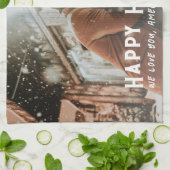 Moderne Typografie Volledige foto kerstfeestdag Theedoek (Gevouwen)