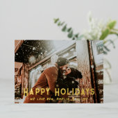 Moderne Typografie, volledige kerstfoto Folie Feestdagenkaart (Staand Voorkant)