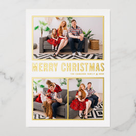 Moderne Typografie voor drie kerst Folie Feestdagenkaart