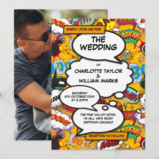 Moderne typografie voor foto's in stripstijl voor  kaart (Voorkant / Achterkant)