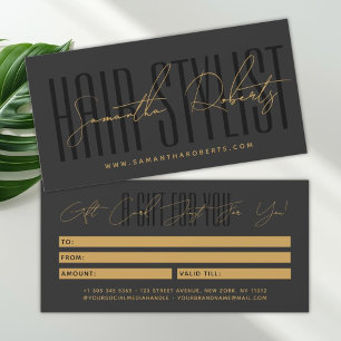 Moderne typografie voor kapsalonscript giftcard