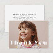 Moderne typografie voor kinderverjaardag met foto- bedankkaart (Voorkant / Achterkant)