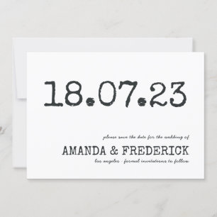 Moderne typografie voor schrijfmachines Weddenscha Save The Date