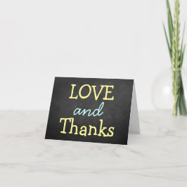 Moderne typografie voor trouwkaarten met krijtbord bedankkaart