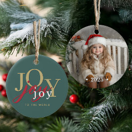 Moderne typografie Vreugde aan de Wereld Foto Keramisch Ornament