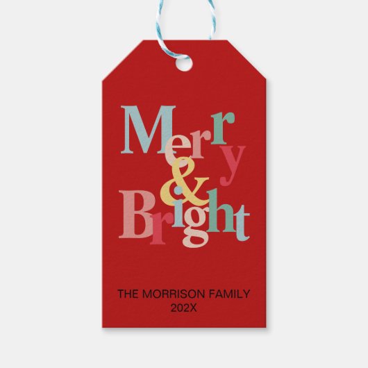 Moderne typografie Vrolijk en helder rood Cadeaulabel (Voorkant)
