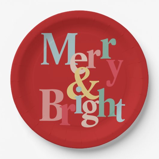 Moderne typografie Vrolijk en helder rood Papieren Bordje (Voorkant)