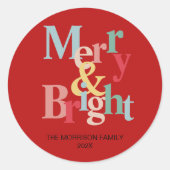 Moderne typografie Vrolijk en helder rood Ronde Sticker (Voorkant)