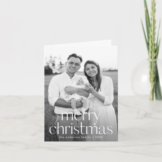 Moderne typografie Vrolijk kerstfeest 2 Foto Vakan Feestdagen Kaart (Voorkant)