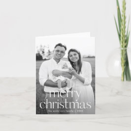 Moderne typografie Vrolijk kerstfeest 2 Foto Vakan Feestdagen Kaart
