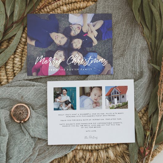 Moderne Typografie Vrolijk Kerstfeest 4 Foto Feestdagenkaart