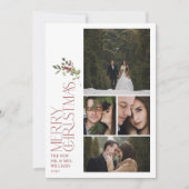 Moderne typografie vrolijk kerstfeest Bourgondië 4 Feestdagenkaart (Voorkant)