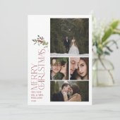 Moderne typografie vrolijk kerstfeest Bourgondië 4 Feestdagenkaart (Staand voorkant)