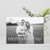 Moderne Typografie Vrolijk Kerstfeest Groene Foto Feestdagenkaart (Staand voorkant)