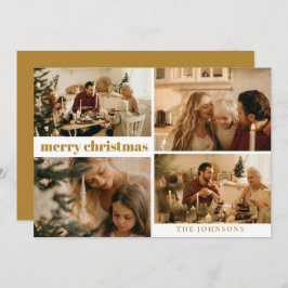 Moderne Typografie Vrolijk Kerstfeest Mosterdgoud Feestdagenkaart