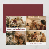 Moderne Typografie Vrolijk Kerstfeest Rode Vakanti Feestdagenkaart (Voorkant / Achterkant)