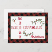 Moderne typografie Vrolijk kerstgeblazen Feestdagenkaart (Voorkant / Achterkant)