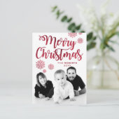 Moderne typografie | vrolijk kerstscript | Foto Feestdagenkaart (Staand voorkant)