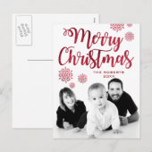 Moderne typografie | vrolijk kerstscript | Foto Feestdagenkaart (Voorkant / Achterkant)