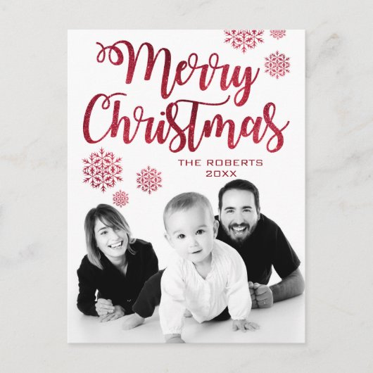 Moderne typografie | vrolijk kerstscript | Foto Feestdagenkaart (Voorkant)