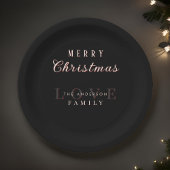 Moderne typografie Vrolijk Kerstzwart Papieren Bordje