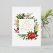 Moderne Typografie Vrolijke Kerstkrans Folie Kaart (Staand Voorkant)