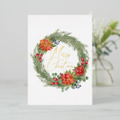 Moderne Typografie Vrolijke Kerstkrans Folie Kaart (Staand Voorkant)