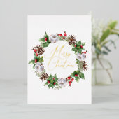 Moderne Typografie Vrolijke Kerstkrans Folie Kaart (Staand Voorkant)