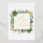 Moderne Typografie Vrolijke Kerstkrans Folie Kaart (Voorkant)