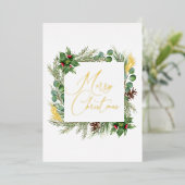 Moderne Typografie Vrolijke Kerstkrans Folie Kaart (Staand Voorkant)