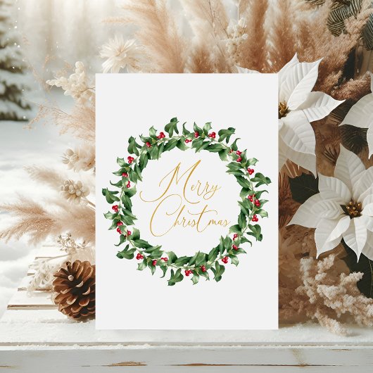 Moderne Typografie Vrolijke Kerstkrans Folie Kaart