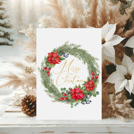 Moderne Typografie Vrolijke Kerstkrans Folie Kaart