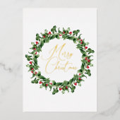 Moderne Typografie Vrolijke Kerstkrans Folie Kaart (Voorkant)