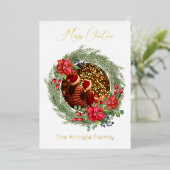 Moderne Typografie Vrolijke Kerstkrans Foto Folie Feestdagenkaart (Staand Voorkant)