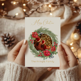 Moderne Typografie Vrolijke Kerstkrans Foto Folie Feestdagenkaart