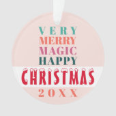 Moderne typografie Vrolijke Kerstmis familienaam Ornament (voorkant)
