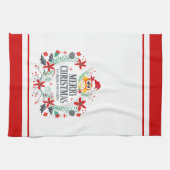 Moderne Typografie Vrolijke Kerstmis Uil Theedoek (Horizontaal)