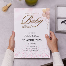 Moderne typografie Waterverf Baby Showe Kaart