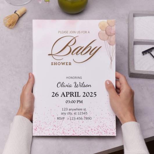 Moderne typografie Waterverf Baby Showe Kaart