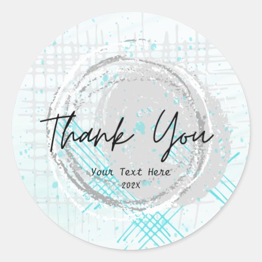 Moderne typografie Waterverf Blauw Dank u Ronde Sticker (Voorkant)