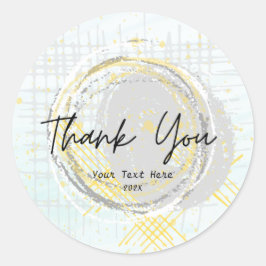 Moderne typografie Waterverf Geel Dank u Ronde Sticker