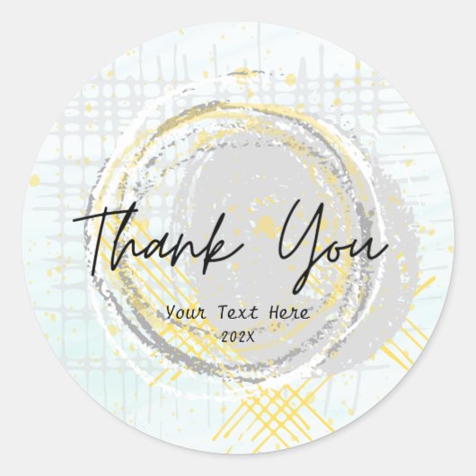Moderne typografie Waterverf Geel Dank u Ronde Sticker (Voorkant)