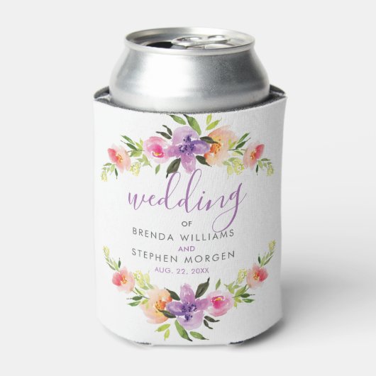 Moderne Typografie Waterverven Bloemen Lijst Blikjeskoeler (Blikje Voorkant)