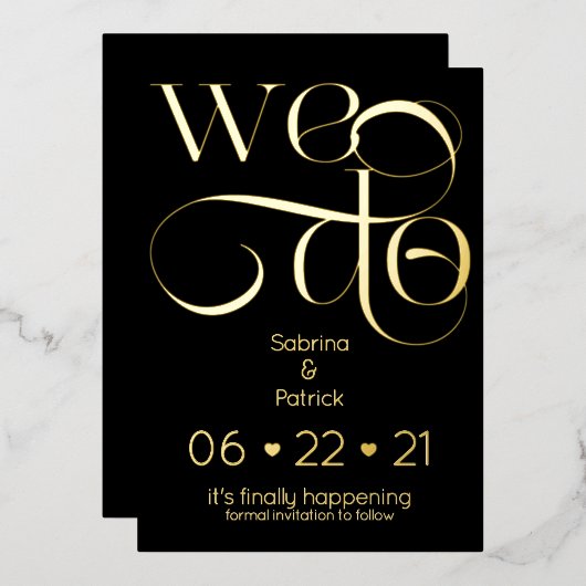 Moderne typografie: we redden de datum folie uitnodiging (Voorkant / Achterkant)