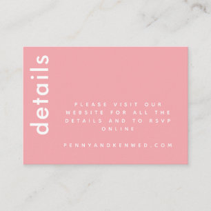 Moderne typografie   Website Chinees roze huwelijk Informatiekaartje