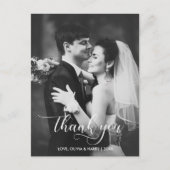 Moderne Typografie Weddenschap Foto Dank je Briefk Briefkaart (Voorkant)