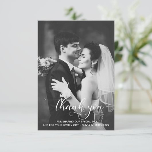 Moderne Typografie Weddenschap Hartelijk dank Bedankkaart (Staand voorkant)