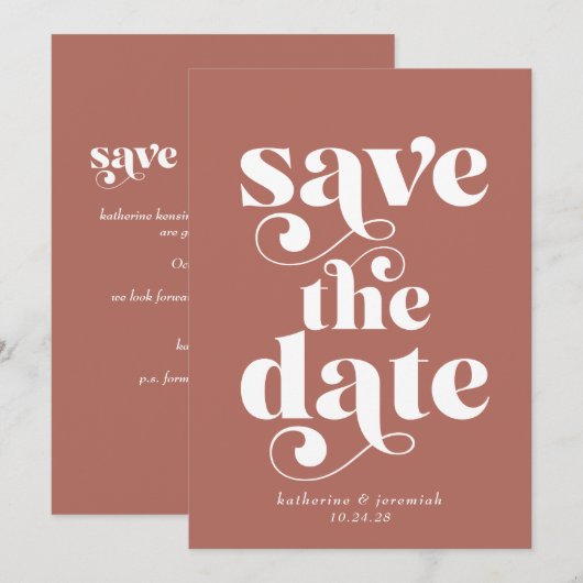 Moderne Typografie Weddenschap met Retro Opslaan D (Voorkant / Achterkant)