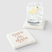 Moderne Typografie Weddenschap met Retro Opslaan D Stenen Onderzetter (Zijkant)