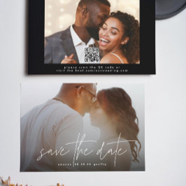 Moderne Typografie White Overlay Photo QR code Save The Date